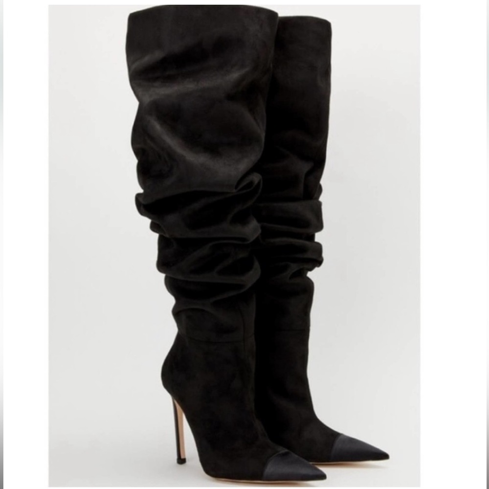 Good American, The Weekend Slouchy Over the Knee Boots Black Suede
